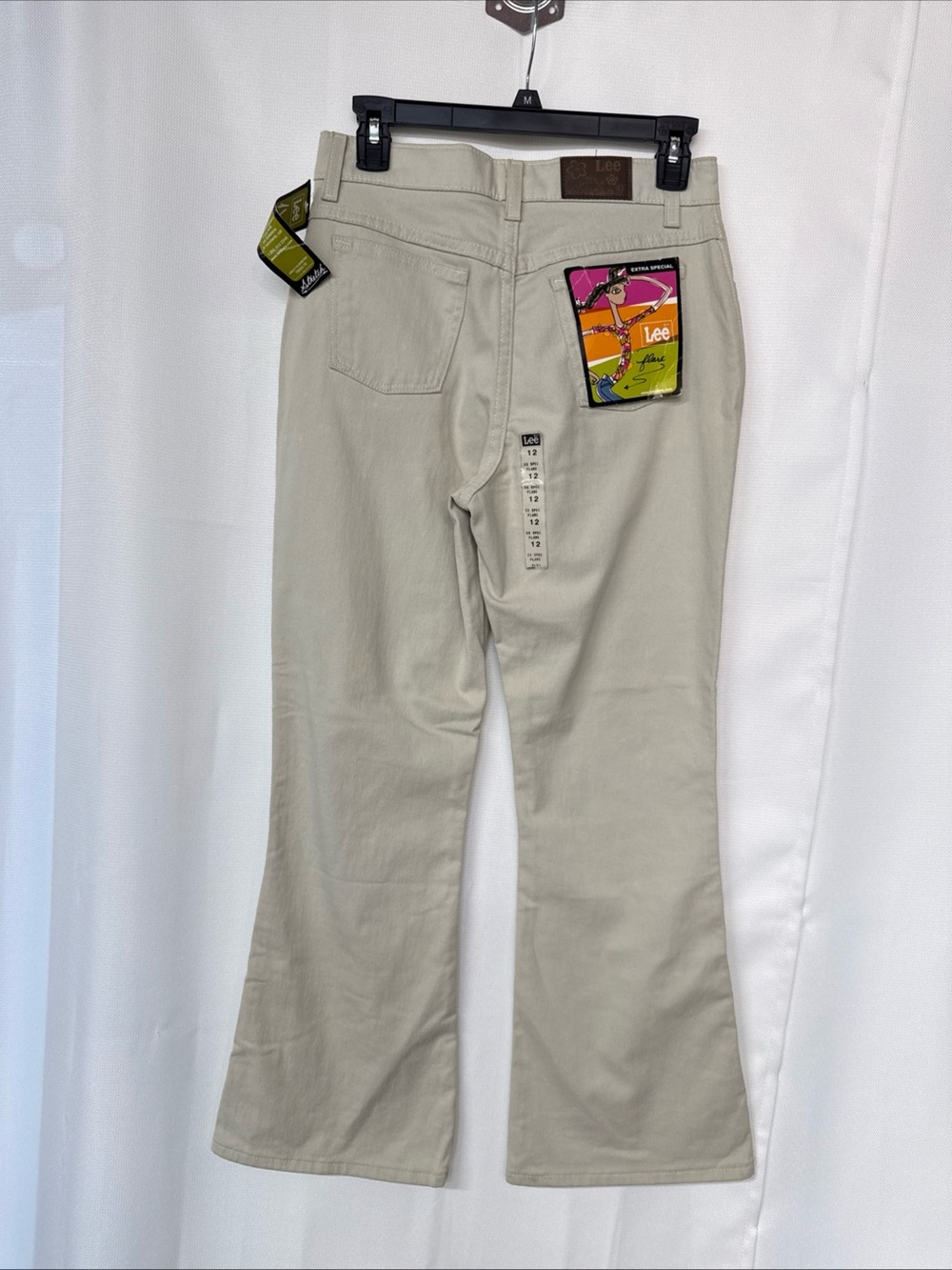 NWT VTG 90s Lee Hipster Jeans Extra Special Flare Leg Denim Women’s Sz S Beige